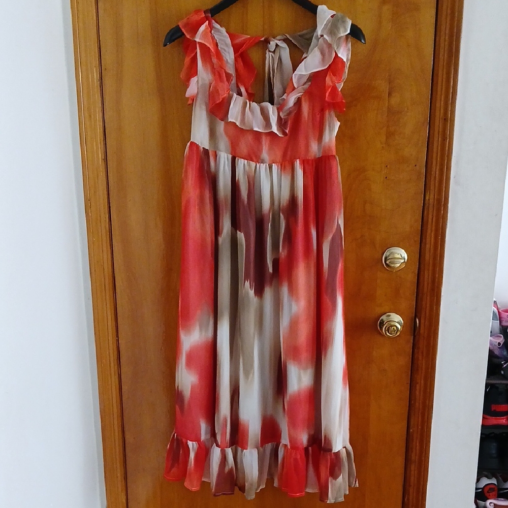Banana Republic Red and White Ruffle Dress